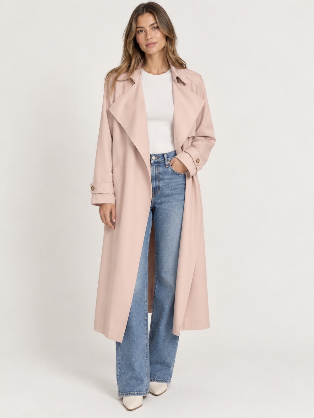 Aritzia Babaton Lawson Trench Coat Blush Pink Size M